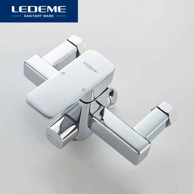LEDEME ducha grifo de latón baño bañera grifo de ducha baño grifo cromado ducha de la pared de cabeza de grifo mezclador L2233 - 3