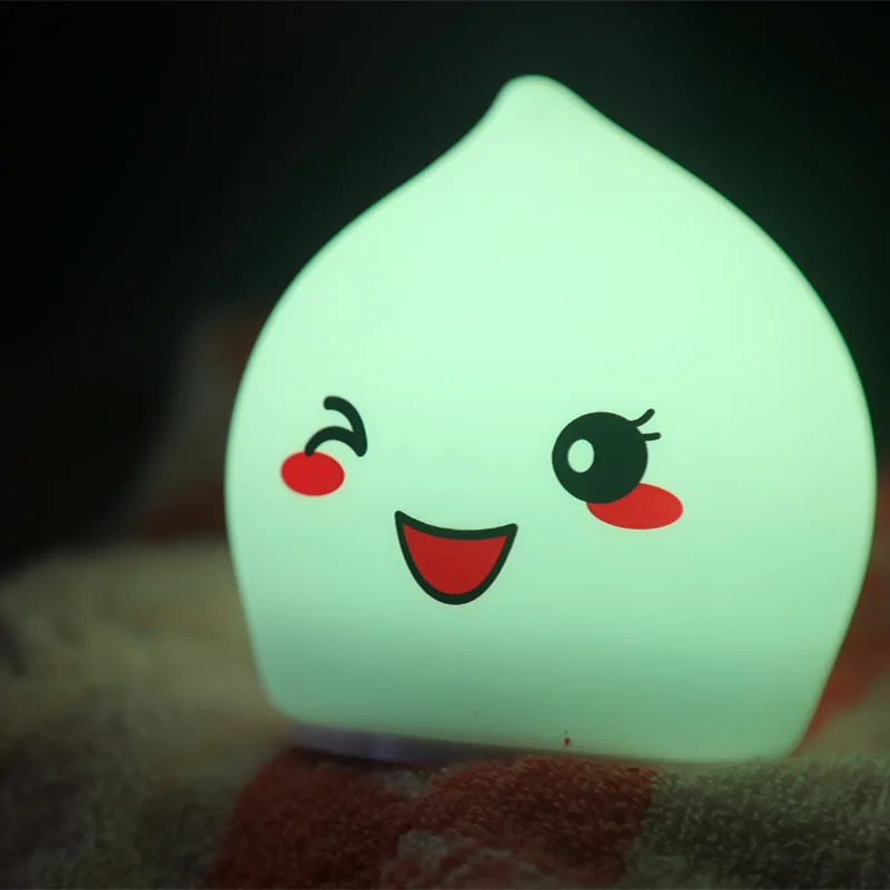 

Cartoon Peach Led Pat Light 7 Colors Changing Battery Silicone Touch Sensor Nursery Lights Baby Kids Nursery Lamp Home Decor