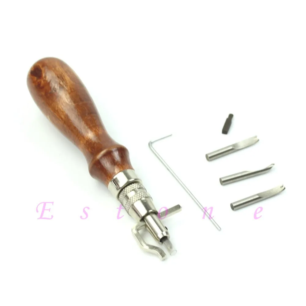 

1 Set 5 in1 Crease Leather Tool Pro Leathercraft Adjustable Stitching and Groover