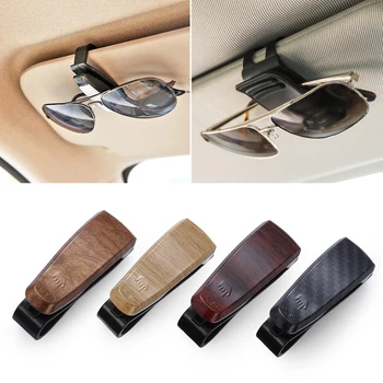 

Atuo Car Accessories Auto Fastener Ticket Clip ABS Sunglasses Eyeglasses Glasses Holder Wood Grain Glasses Case
