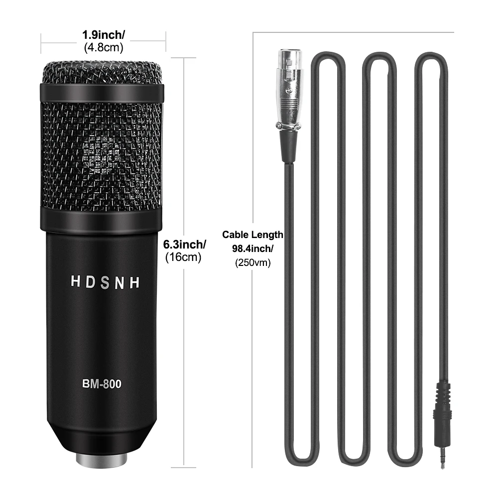 Microfone para Gravação Bm800 com Fio Conector de 800mm Microfone Condensador Profissional Karaokê Computador Karaoquê Ktv bm Bm-800 3.5mm - Image 3