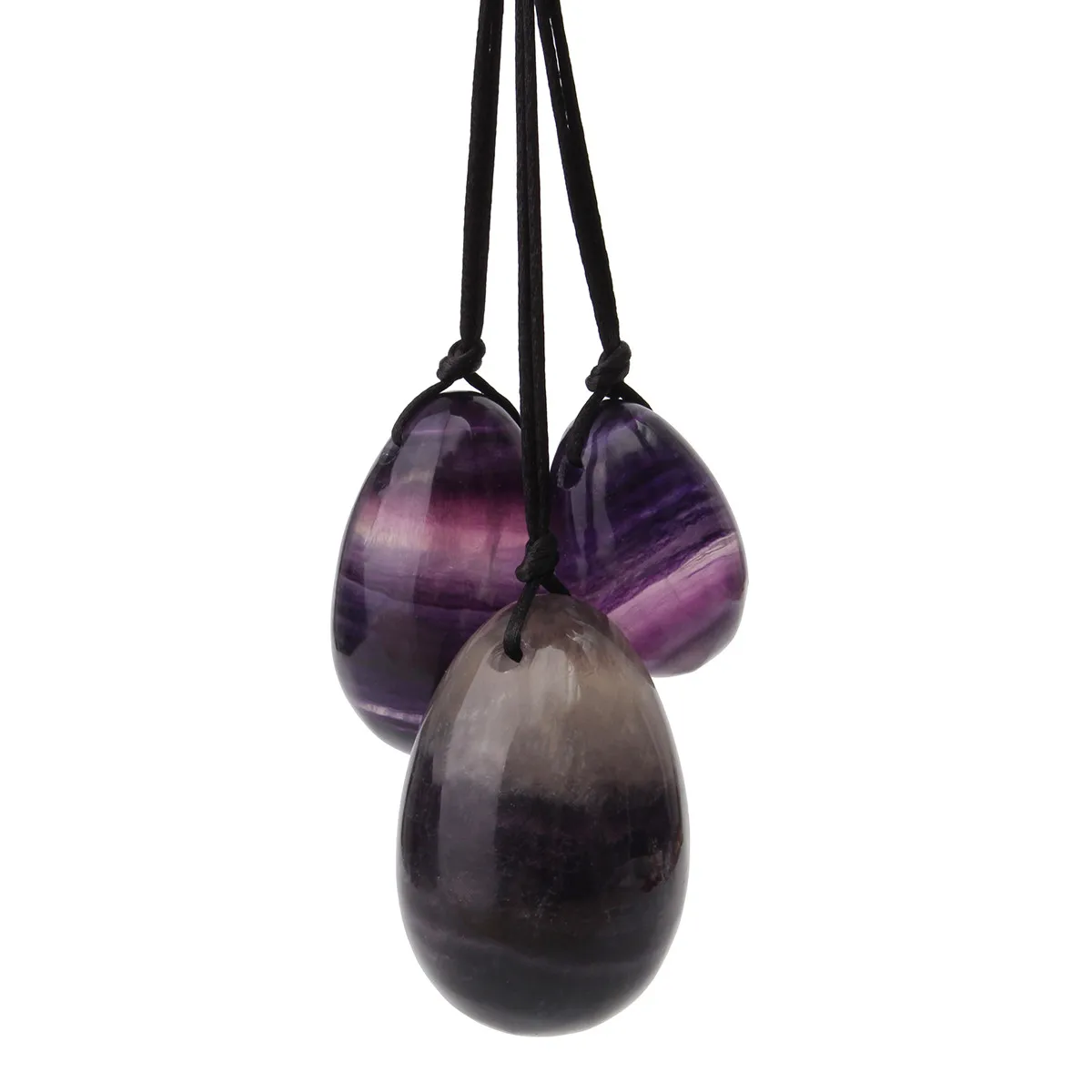 

3 pcs/set Drilled Natural Amethyst Crystal Yoni Eggs For Pregnant Women Health Care Kegel Exercise Healing Reiki Chakra Jade