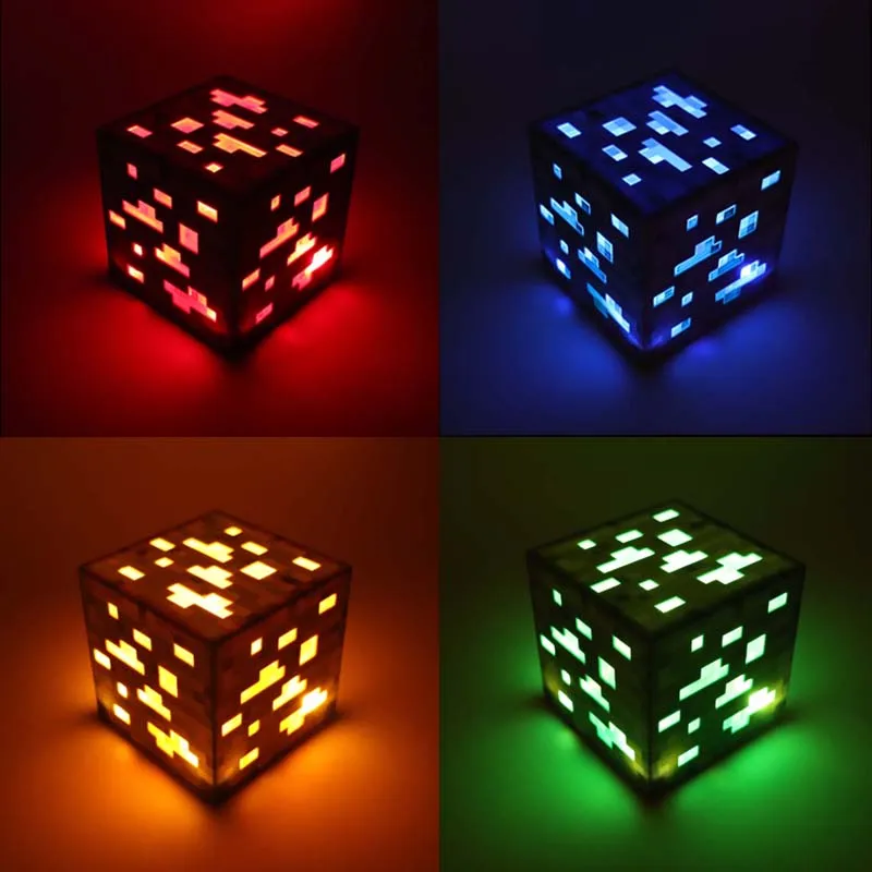 

Minecraft Toy Light Up Redstone Ore Square LED Minecrafted Action Figure Diamond Ore Christmas Figures Toys For Kids #E