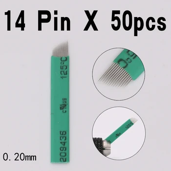 

50PCS/Pack 14 Pin 0.20 mm Permanent Makeup Blade Microblading Needles for 3D Embroidery Manual Tattoo Pen