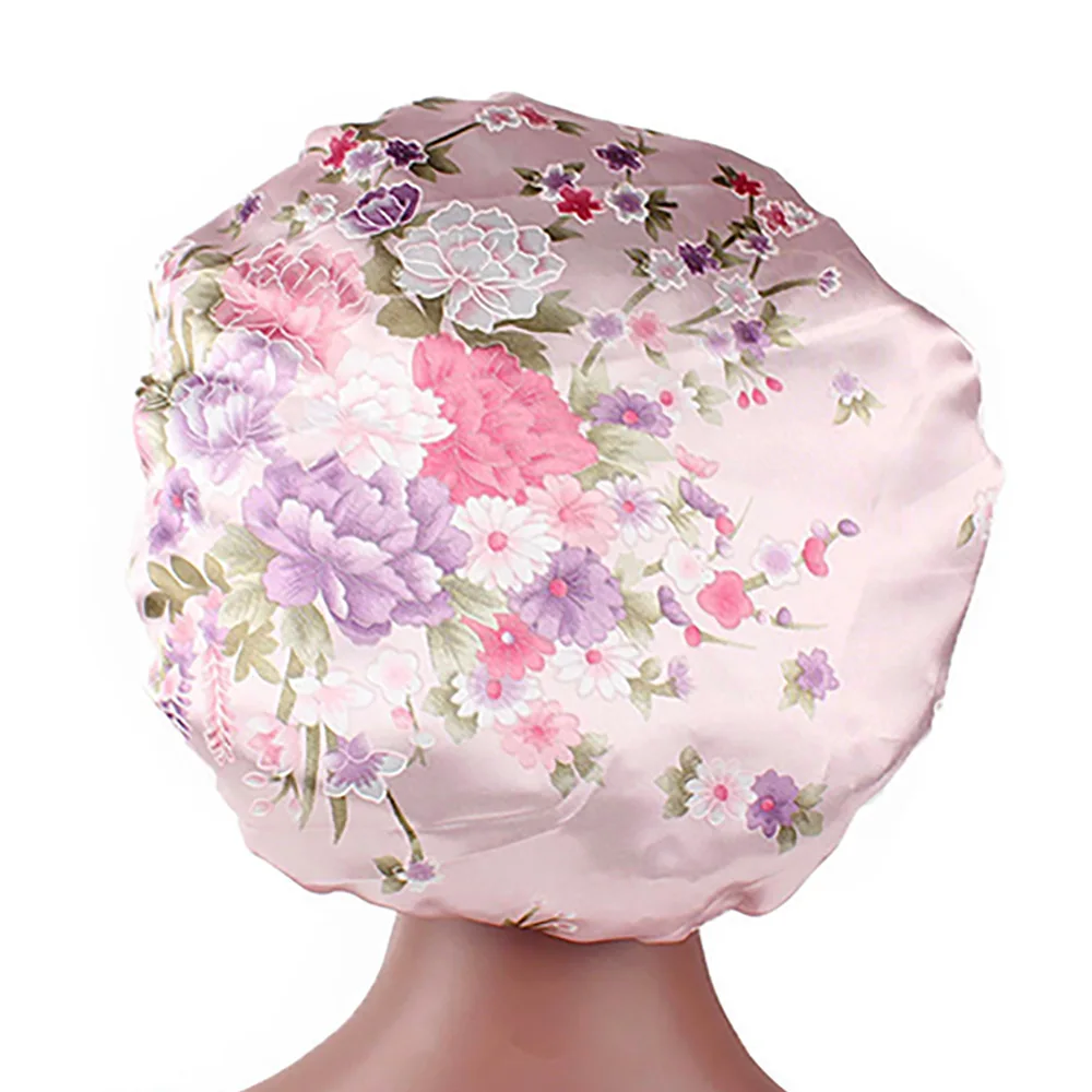 DOLEFT Satin Printed Wide-brimmed Hair Band Woman High Quality Soft Silk Bonnet Sleep Cap Chemotherapy Caps