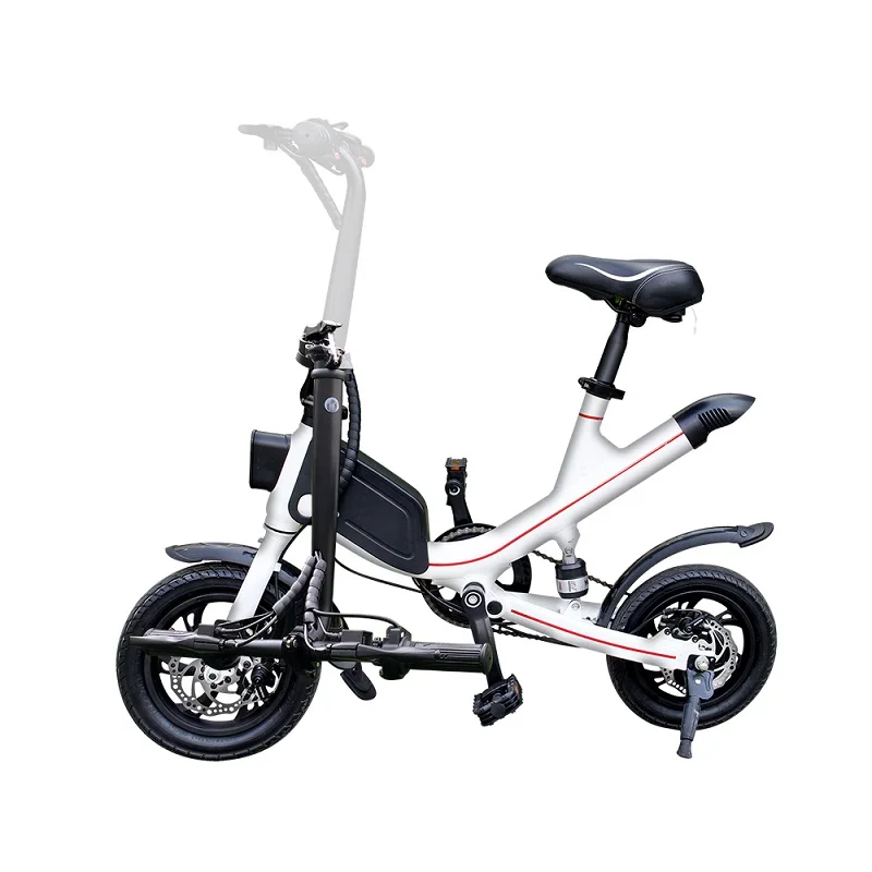 Perfect OUXI Mini Type Electric Bicycle 12 Inch Wheels Foldable 350W Power Battery Ebike Dual Disc Brake Electric Bike 3