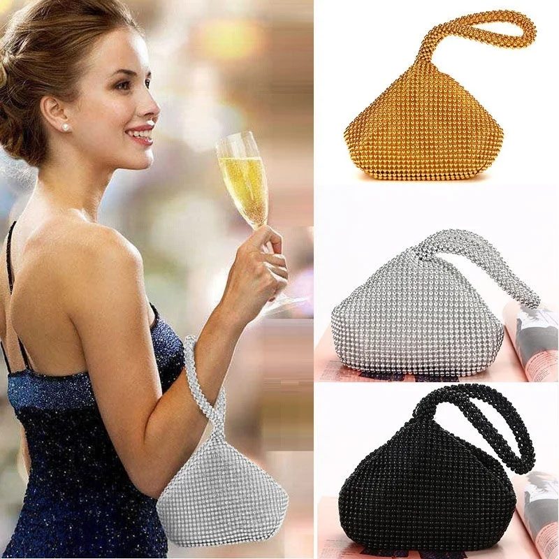 

Women Metal Evening Clutch Bag Portable Clutch Bag Female Fashion Diamond Rhinestone Lady Wallet Wedding Purse Handbag For Women