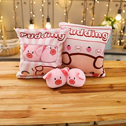 Плюшевый пудинг сумка 2 шт. мини мячи с животными закуска плюшевая подушка морковь Сакура кролик свинья курица детские игрушки 4 вида - Цвет: Pink pigs