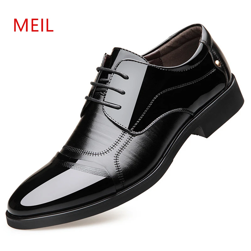 Height increasing 6CM Men Dress shoes Split Leather Oxford shoes Brown ...