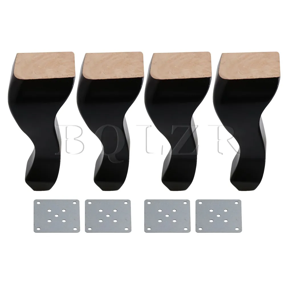 

BQLZR 20cm Height Black Rubber Wood Queen Anne Style Wooden Sofa Legs Table Chair Feet for Home Furniture Legs Pack of 4