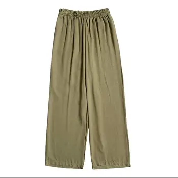 

Summer comfortable elastic waist loose simple temperament thin casual trousers
