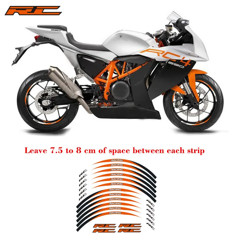 Новая высококачественная наклейка для колес мотоцикла 12 шт. светоотражающий обод в полоску для KTM RC 125 200 250 390