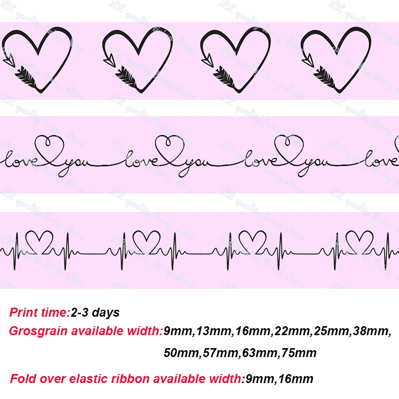 heart printed grosgrain ribbon (1)