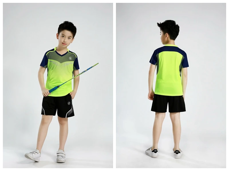 Новинка года, детские футболки для настольного тенниса, для игры в пинг-понг спортивный быстрый сухой дышащий Детский комплект, рубашка для бадминтона+ шорты