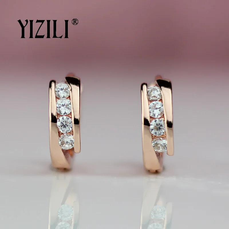 Серьги подвески YIZILI из розового золота 585 пробы с натуральным