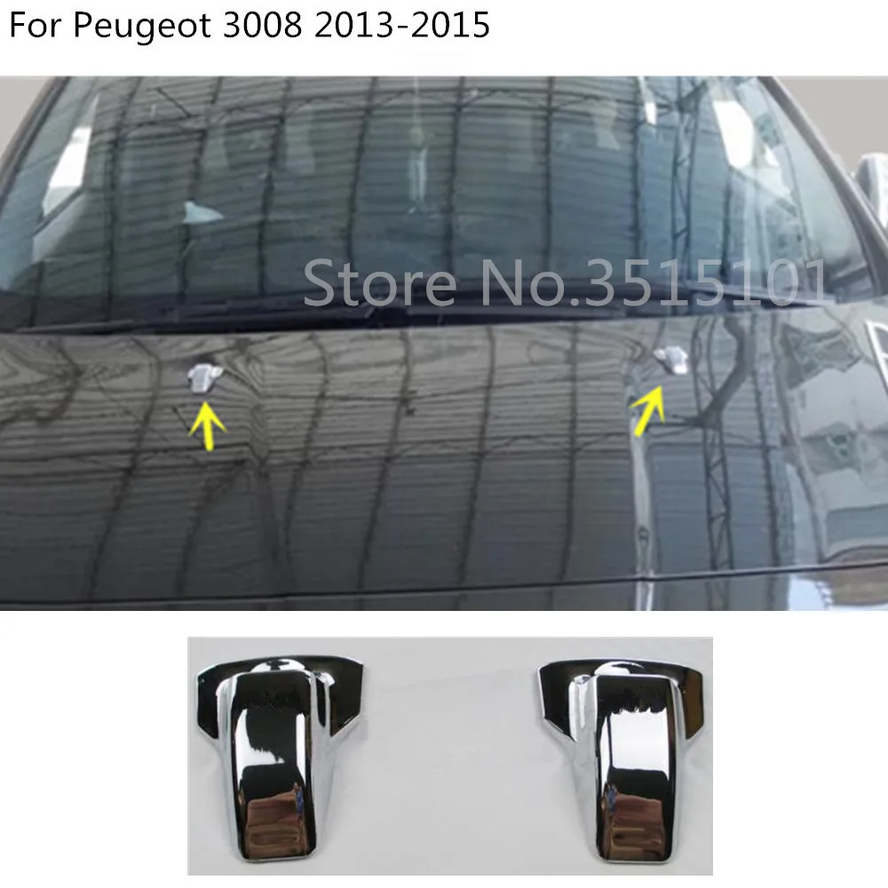 

car cover detector ABS Chrome head front Machine Water paste outlet stick lamp frame trim 2pcs For Peugeot 3008 2013 2014 2015