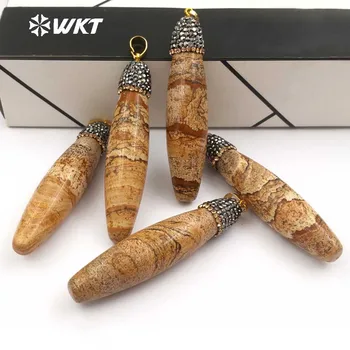 

NP360 Trendy Mini Rugby Shape Pendant Natural Picasso With Cubic Zirconia Pave In Top For Fashion Women Jewerly Making