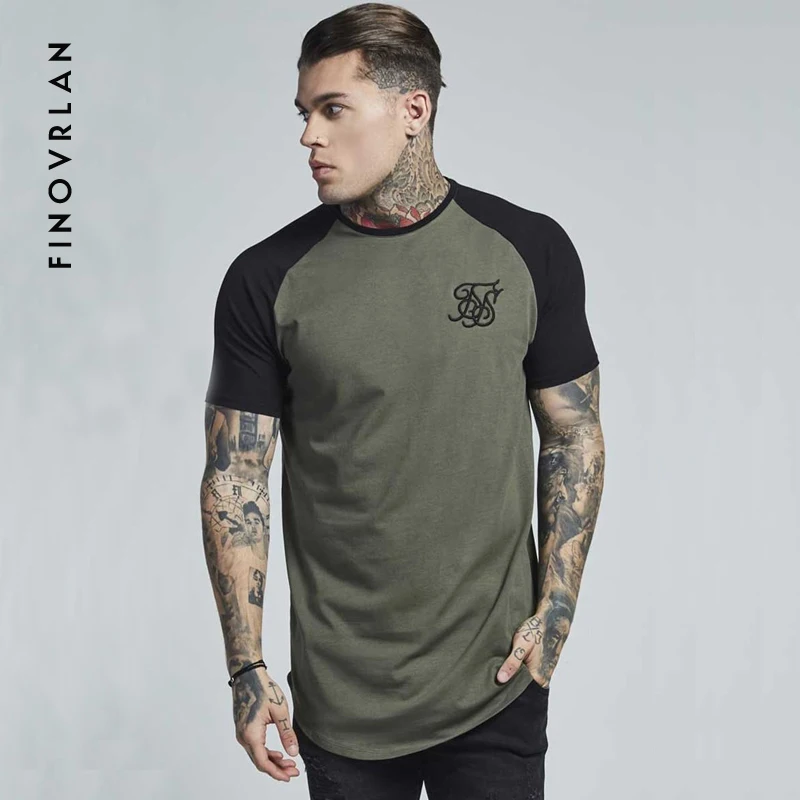 

Men Fashion Summer ss Sik Silk Kanye West Sik Silk Men Casual Hip Hop Irregular Curved Hem Short Sleeved Splicing T-shirts