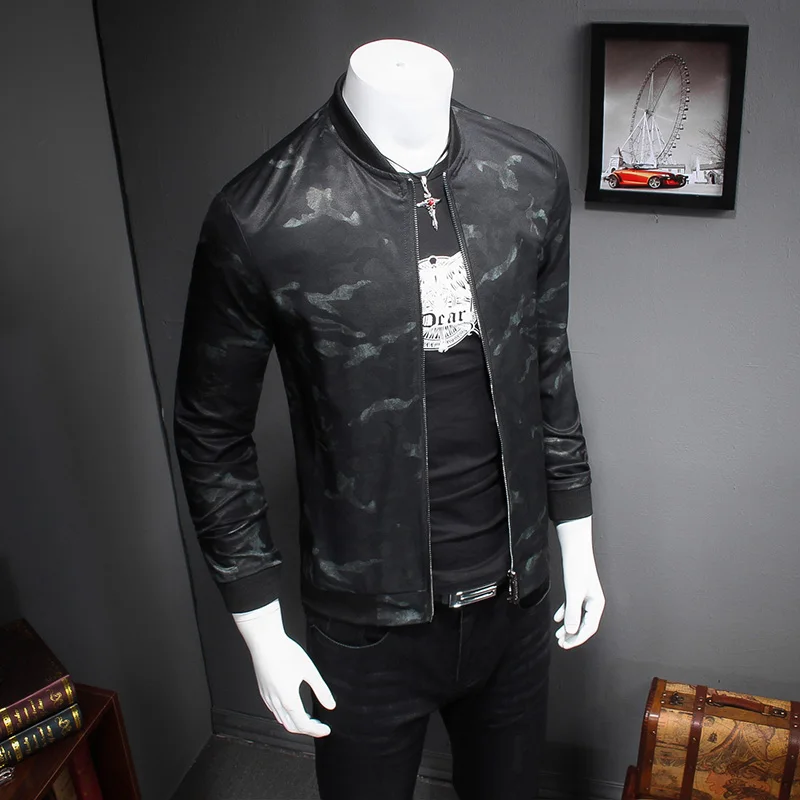 J16112 корейский стиль личности с камуфляжным принтом модная куртка Slim Осень новинка года наивысшего качества большие размеры Куртки мужчин M-5XL