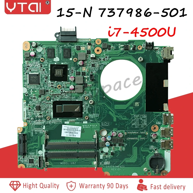 

DA0U82MB6D0 For HP 15-N Series Laptop Motherboard With I7-4500u CPU GT740M 2GB GPU 737986-501 737986-501 100% Tested Fast Ship