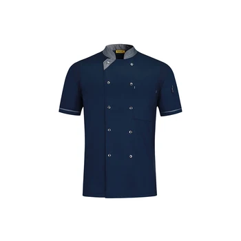 

New Arrival Hot Sale Restaurant High Quality Short Sleeve Uniform Men Kitchen Wear Cook Costumes Food Service Men Chef Jacket