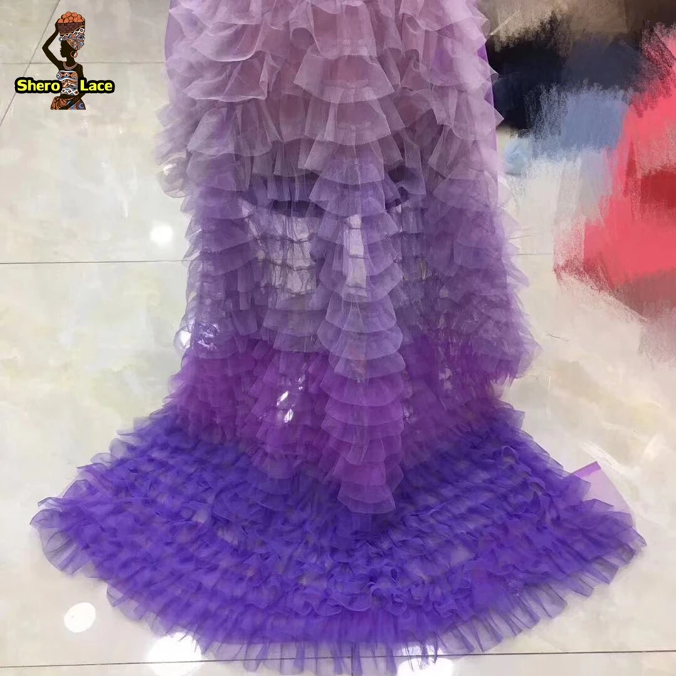 Фиолетовый цвет африканская 3D французская кружевная ткань высокого качества нигерийская Вышивка Тюль французское кружево для вечерние платья