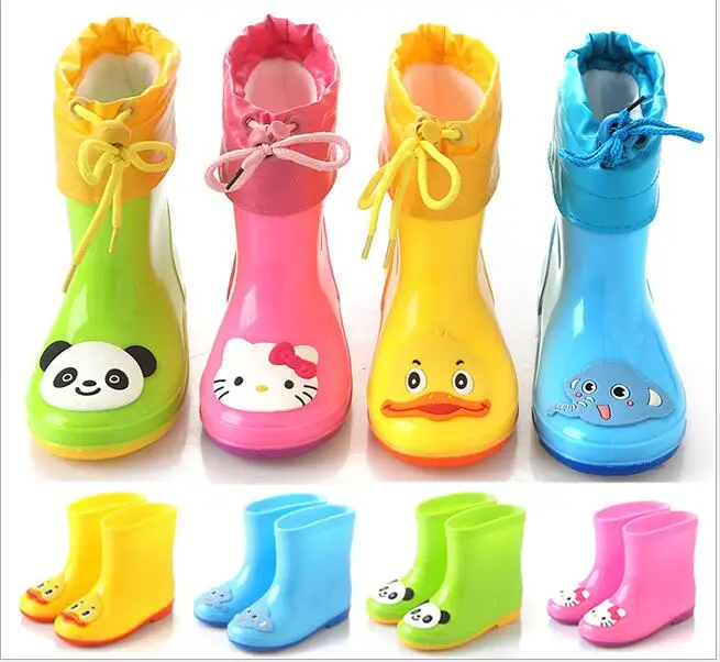 Весенне-осенние детские резиновые сапоги теплые резиновые сапоги с героями мультфильмов модная мягкая резиновая обувь для маленьких детей прозрачная водонепроницаемая обувь