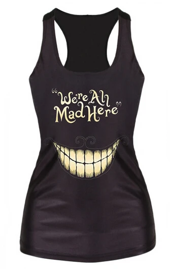 

2016 Summer Tops Teeth Pattern 3d Printed Tank Top Women Sleeveless Black T-Shirt Casual Vest Woman Blouses Punk Camisole