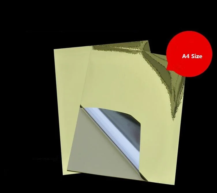 

50 Sheets Tear Resistant Water/Oil proof PET label paper A4 Blank Glossy Golden Adhesive Sticker for Laser Printer 21*29.7cm