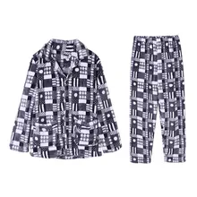 Новые зимние пижамы теплые мужские толстые фланелевые пижамные комплекты Роскошные теплые пижамы с рисунком костюмы мужская повседневная домашняя одежда Pijama