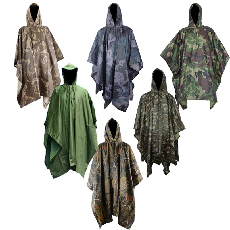 

Multifunction Military Waterproof Camo Raincoat Rain Coat MenWomen Raining Poncho for Camping Fishing Motorcycle Impermeable