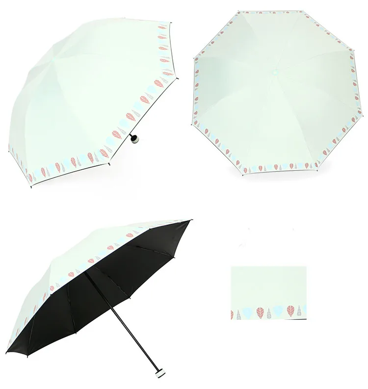 Креативный зонтик для увеличения лица, женский зонт двойного назначения, четыре сложения, Черный Пластиковый Солнцезащитный зонт, анти-УФ зонтик для женщин