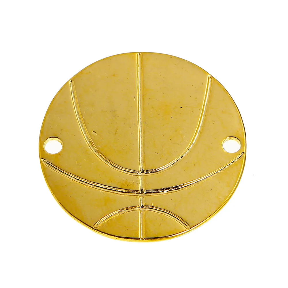 Дорин Box цинкового сплава на основе Баскетбол Круглый Кулон серебро Золотой Цвет