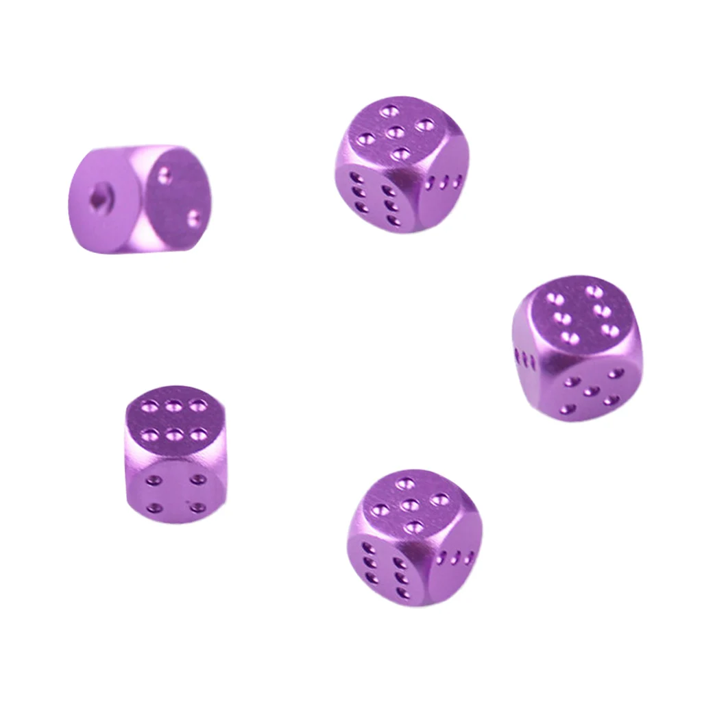 5 Pieces Aluminum Alloy 6 Sided Square Cube Spot Dice Round Corner for Camping Travell Birthday Family Party Games Supplies
