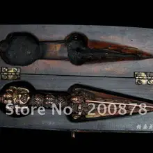 TBC932 Тибетский антиквариат латунь Дордже большой амулет, 8 дюймов, буддистская Ваджра декор искусство, сандаловое дерево, Будда, древний wapean коллекционная