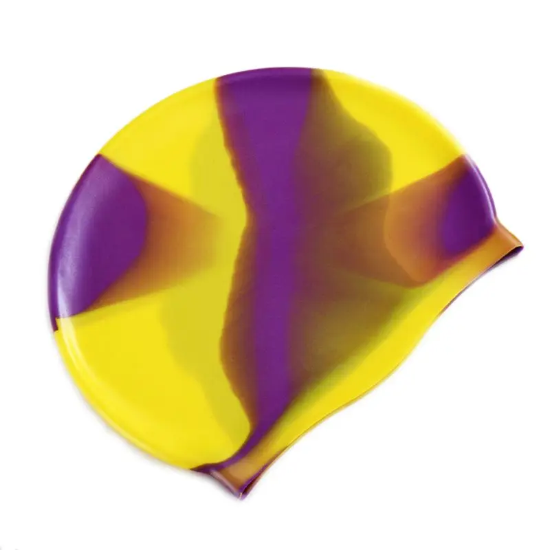 Шапочка для плавания для взрослых, цветная, водонепроницаемая, защита ушей, крышка для плавания, мягкая, силиконовая, легкая, унисекс, шапочка для плавания - Цвет: Фиолетовый