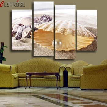 

CLSTROSE 4 Panels Pearl Shells Canvas Paintind Modern HD Picture Print Painting On Canvas Artwork For Living Room Unframed