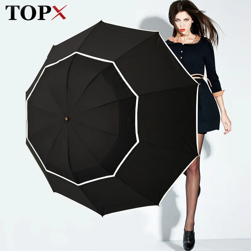 

TOPX Big Top Quality Umbrella Men Rain Woman Windproof Large Paraguas Male Women Sun 3 Folding Big Umbrella Outdoor Parapluie