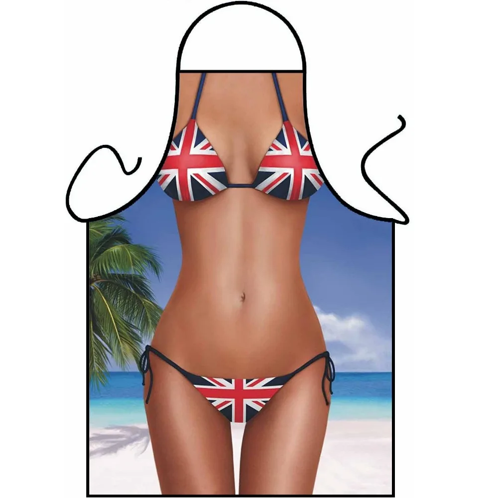 Printed Cooking BBQ Barbecue Apron-NationalFlag Beach Bikini
