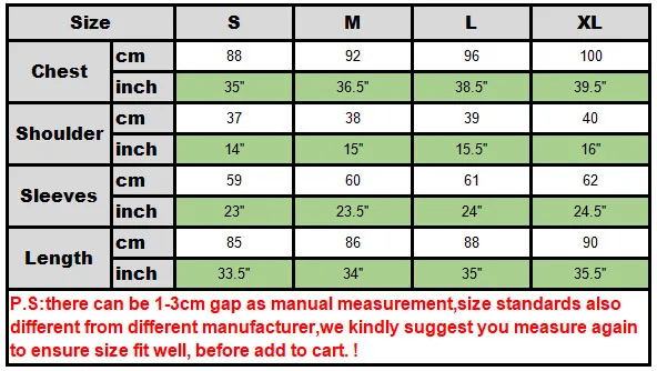 Size chart ghost