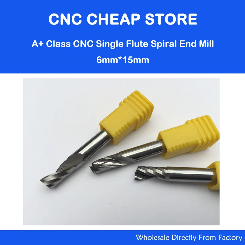 

3Pcs 6*15MM HQ Single Flute Aluminum Milling Cutter, Quality End Mill Tool, CNC Router Bit, on Aluminum,Copper