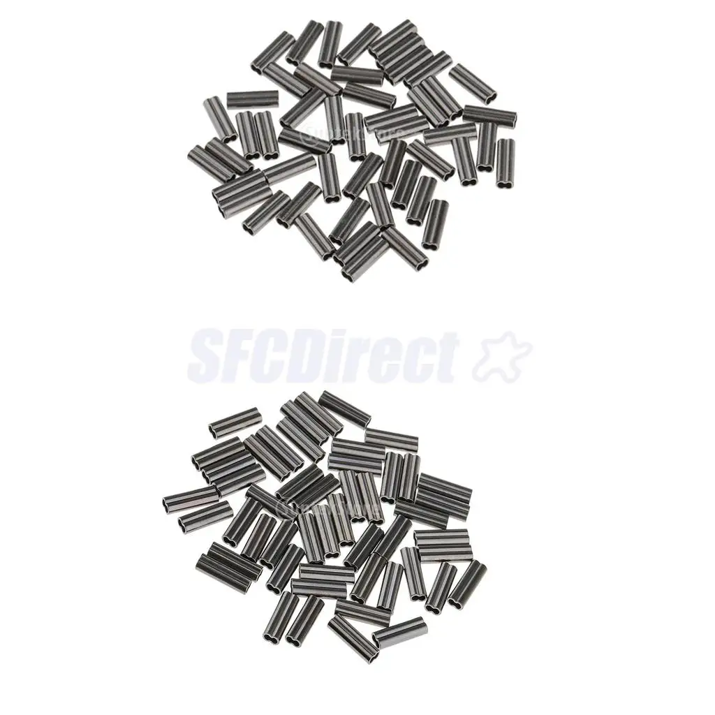 100pcs Double Barrel Copper Crimp Sleeves Fishing Crimps 1mm /1.2mm Bore