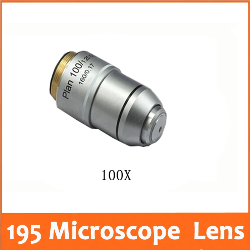 

100X L=195 Plan Achromatic Biological Microscope Objective Lens Biomicroscopy Accessories Free Shipping