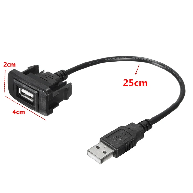 JX-LCLYL Car Dashboard Flush Mount 2.0 USB Extension Lead Cable Adapter Cord For Toyota