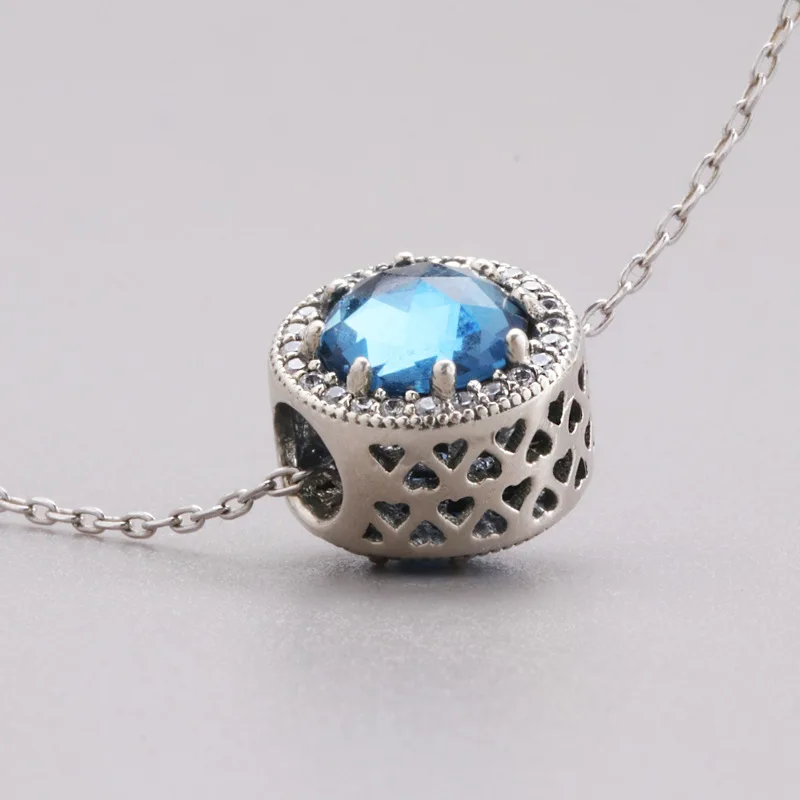 Charms Choker Necklace for Girls Blue Crystal Heart Pendant Necklace Women Silver Chain Bead Statement Necklace Collier Femme5