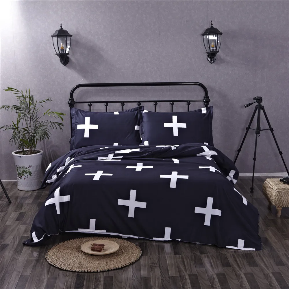 Европа крест постельных принадлежностей 3 шт BS17 простой напечатанный 228*230 см шлифовка одеяло Чехол наволочки для спальни Dorm декоративные украшения для кровати