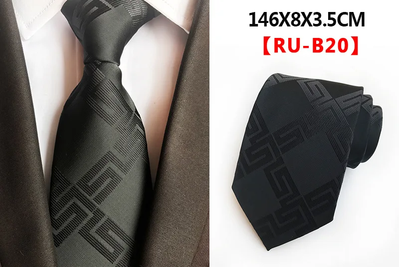 Шелковый жаккардовый 8 см Модный клетчатый галстук костюм деловой галстук - Цвет: RU-B20
