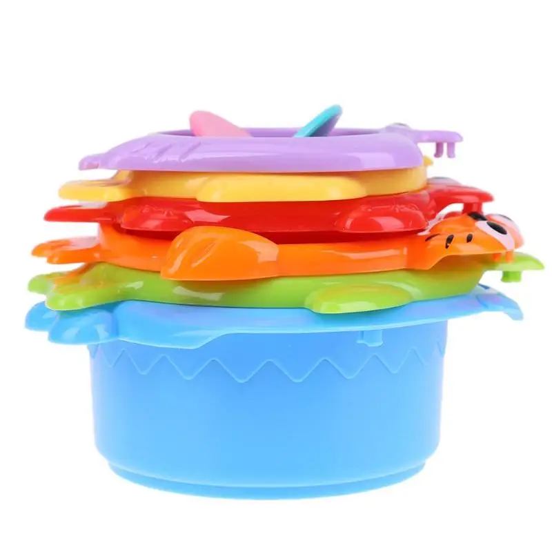 Красочные чашки стек Дети Смешно сваи чашка Детские игрушки ванны Пластик игрушки для детей укладки до кучи башня количество чашки