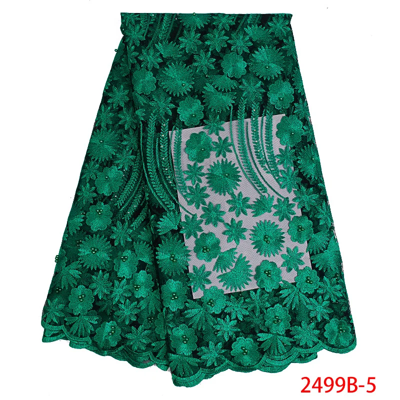 Африканская кружевная ткань бисер высокого качества вышитая кружевная ткань в нигерийском стиле французская Тюлевая ажурная кружевная ткань для вечернего платья KS2499B-1