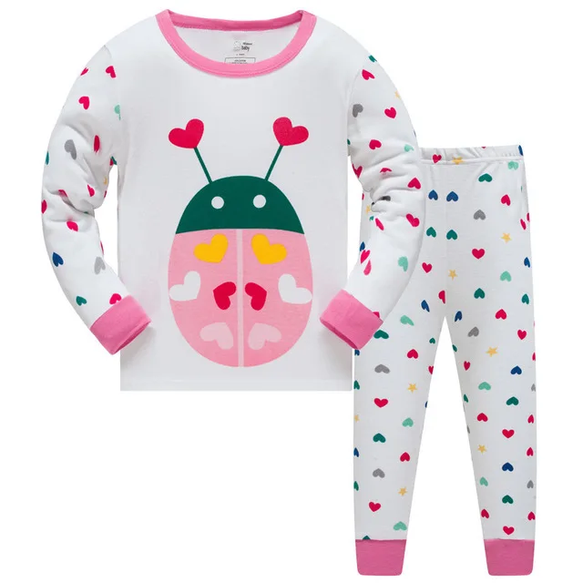 Children Super Owl Warm Cotton Clothing Suit Baby Girls Deer Pyjamas T-shirt Stripe Pants 2pcs Kids Pajamas Set - Цвет: 16